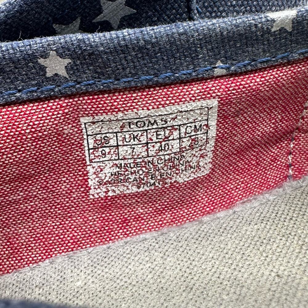 TOMS Navy/White Star Print Slip-On Women's US9 UK7 Loafers Shoes Flats Round Toe - Picture 7 of 7